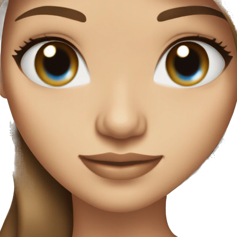 Very beautiful woman, long brown straight hair, blue eyes and light skin  emoji