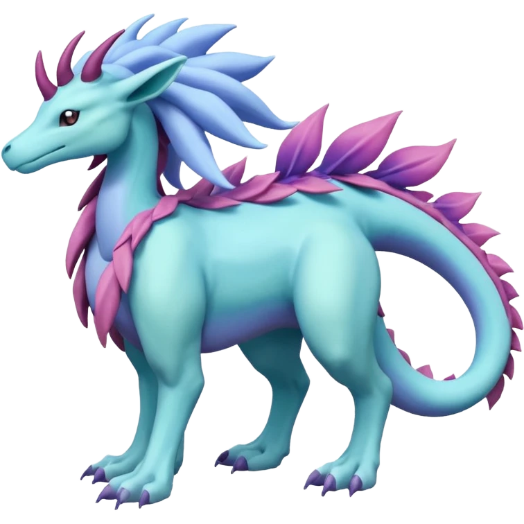 Meganium-Amaura-Suicune-Fakémon-fusion-creature (full body) emoji