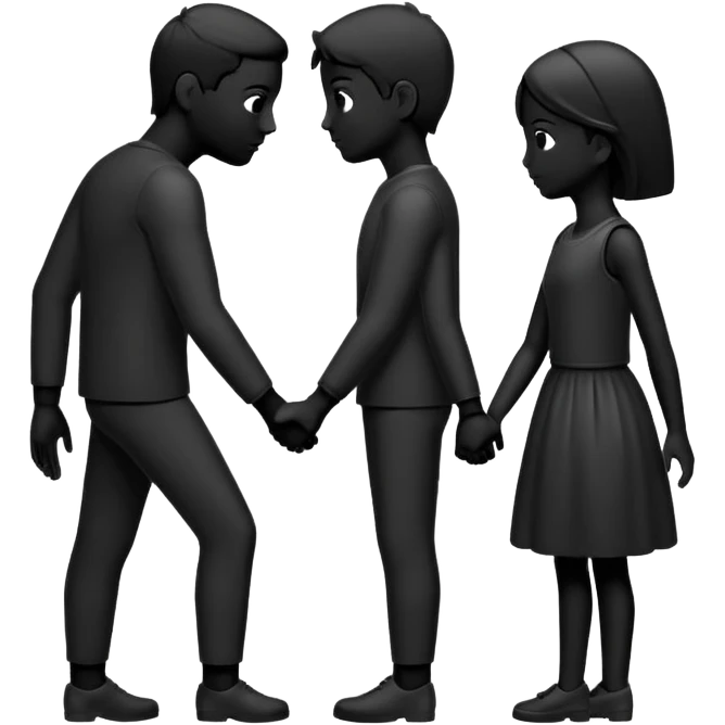 two silhouettes, big and small, standing apart with a dotted line between emoji