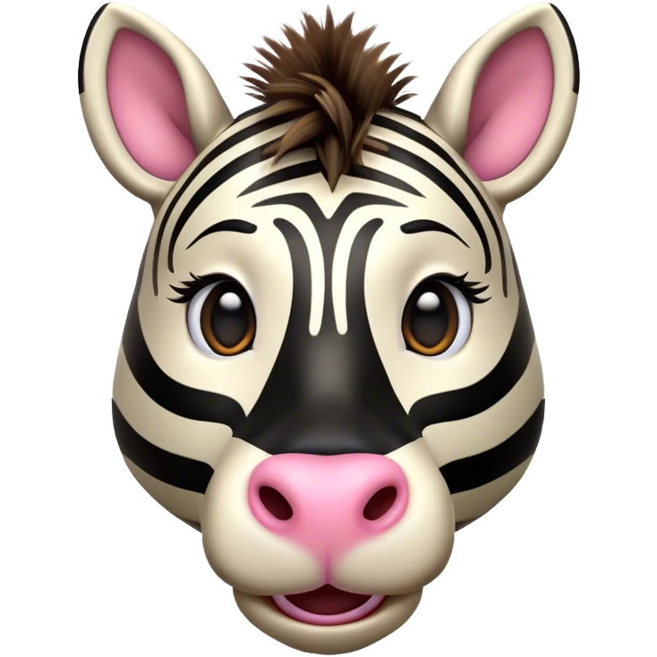 Cinematic Comical Zebra Portrait Emoji, Head tilted dramatically with an exaggeratedly amused expression, featuring a striking, glossy striped Fur with bold contrasts and wide, expressive eyes filled with playful disbelief, Simplified yet hilariously expressive features, highly detailed, glowing with a slightly sassy glow, high shine, dramatic yet playful, stylized with an air of cheeky savannah mischief, bright and endearing, soft glowing outline, capturing the essence of a spirited and over-the-top zebra, so meme-worthy it feels like it could prance its way into internet fame instantly! emoji