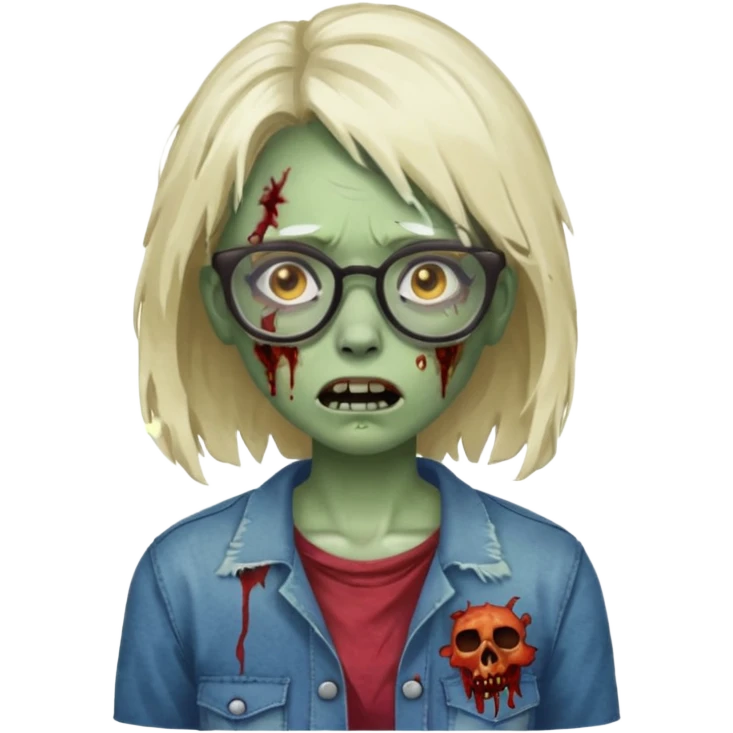   zombie girl with glasses emoji