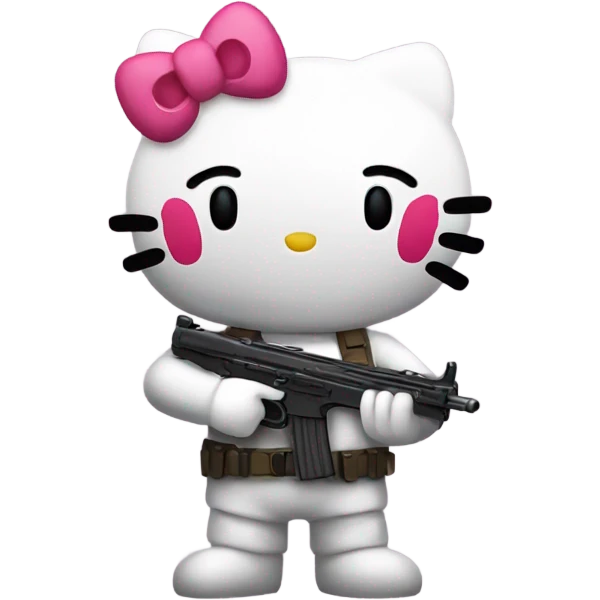 Hello kitty holding a gun front view  emoji