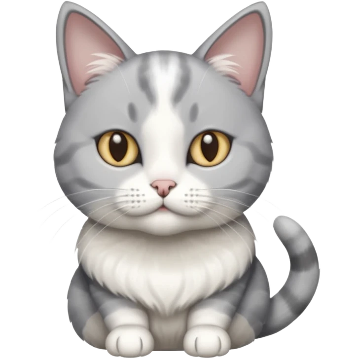disabled grey and white cat in pet mobility aide emoji