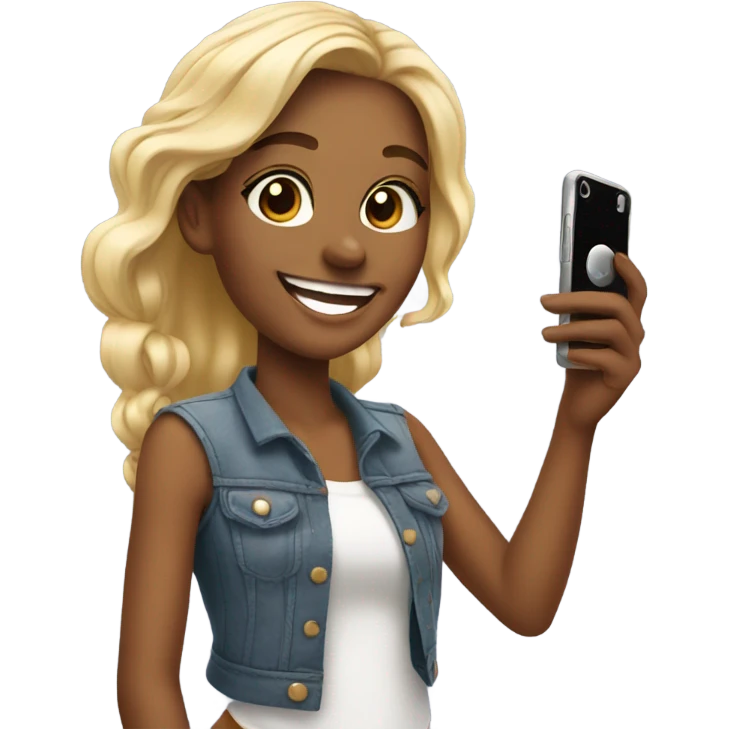 Slim girl taking selfie  emoji