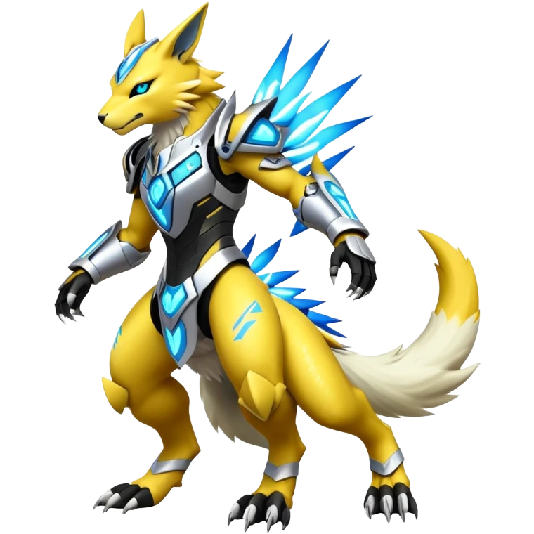 Modern Cyber Renamon-Lombax-Zeraora full body emoji