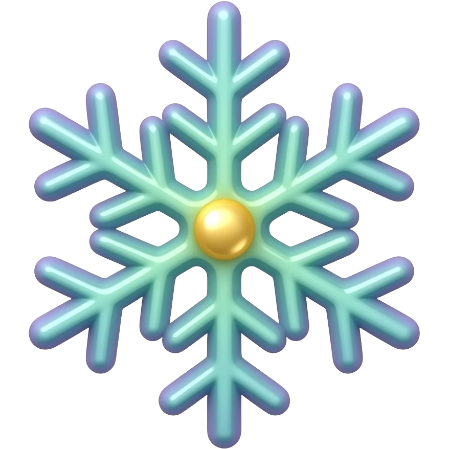 Stillness (❄️): “Delicate snowflake in soft purple and green with golden yellow center, stillness symbol, intricate flat illustration with gentle glow” emoji