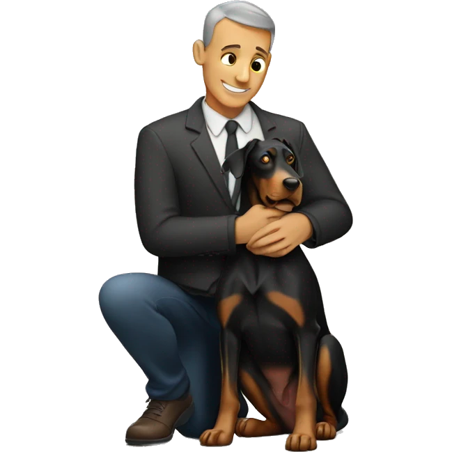 Doberman and man hugging  emoji