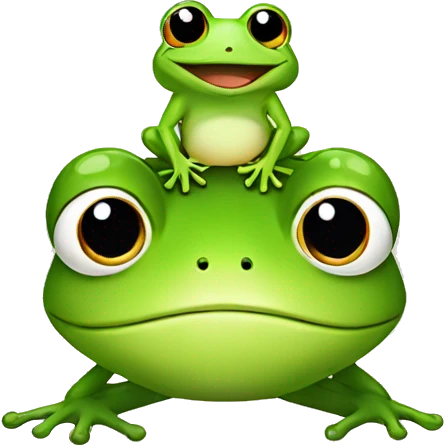 cute frog sitting on a head of male human emoji