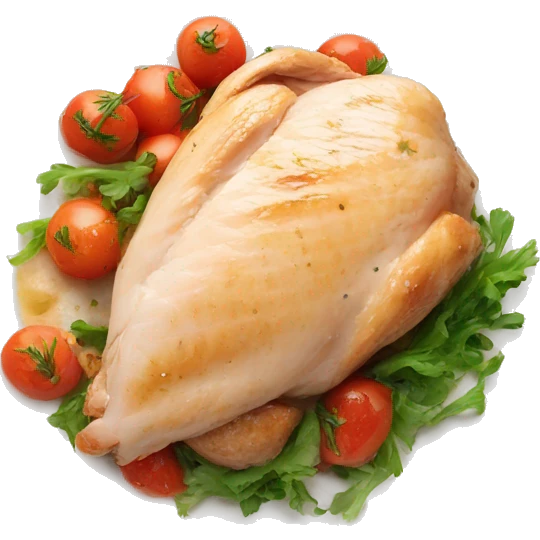 Juicy chicken breast on white plate  emoji