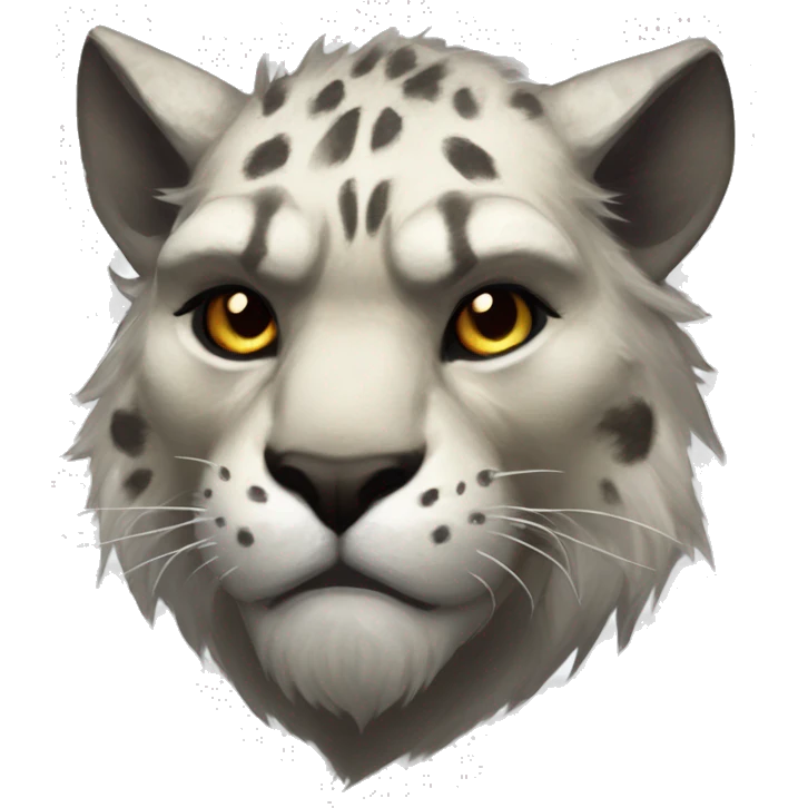 Guild Wars 2 charr, snow leopard, no armor, focused face emoji