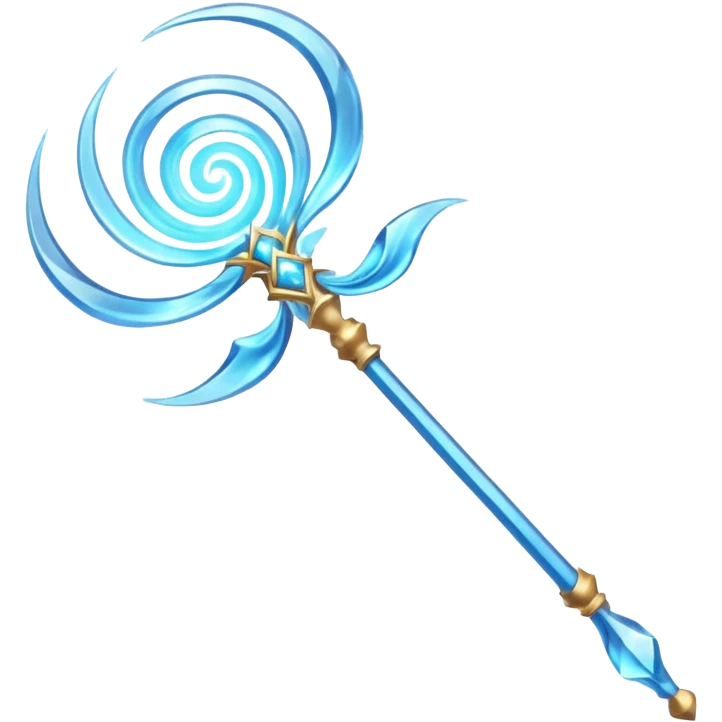 wind elemental staff object icon, fantasy magic staff, swirling wind aura, light blue glow, floating air particles, elegant design, 3D cartoon, mobile game icon style, centered, clean background, soft shadow, no text, no watermark
 emoji