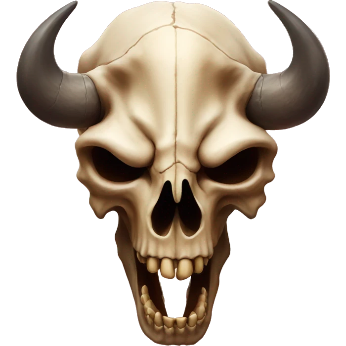 A demonic buffalo skull with thrones and teeth and red background  emoji