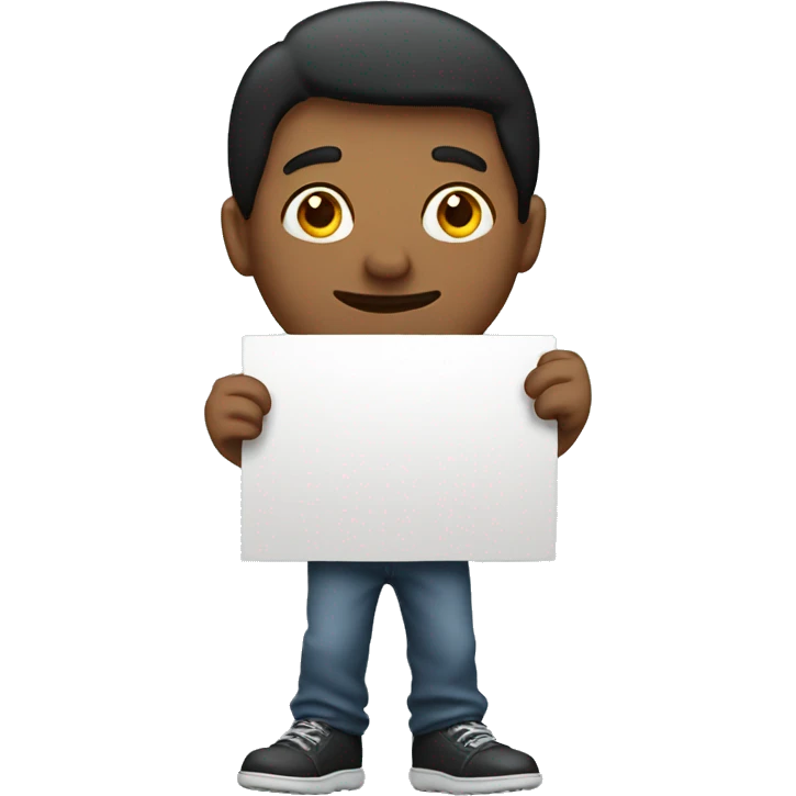 a guy holding a poster emoji