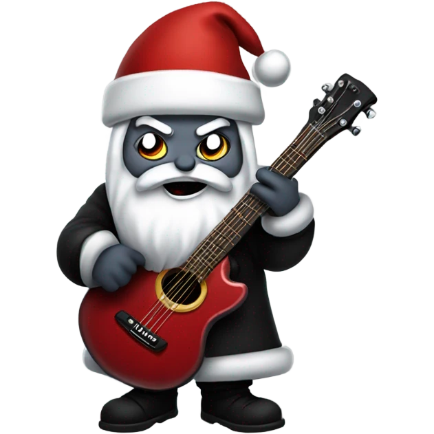 Goth Santa Claus playing the guitar. Make him angry. No black face. Lots of jewelry  emoji