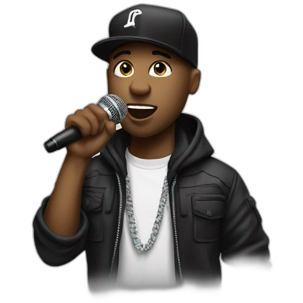 rapper with microphone emoji