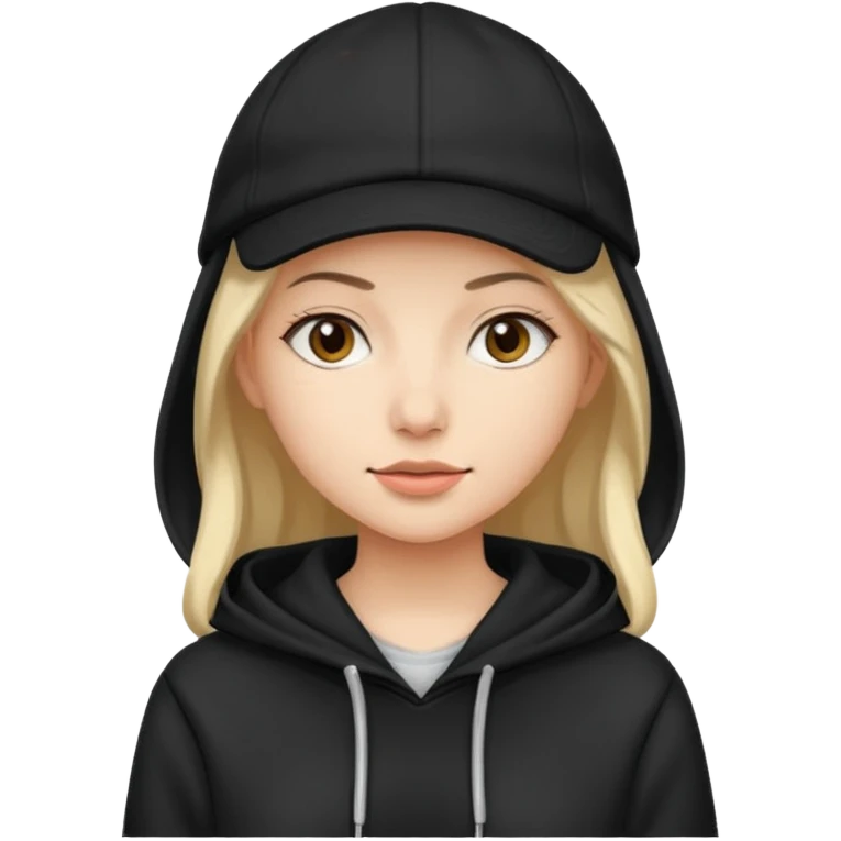 woman with black cap and hoodie emoji