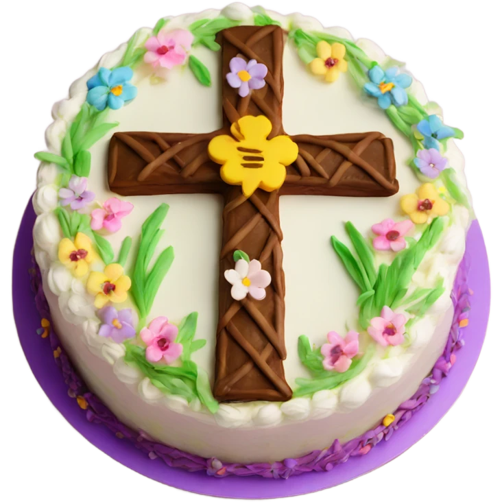 beautifully decorated Easter cross cake emoji