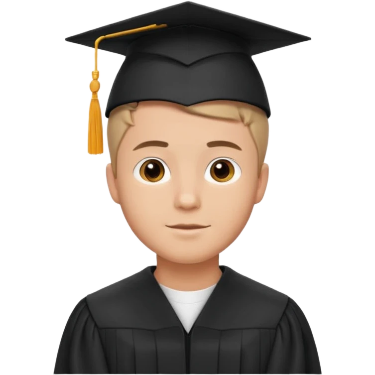 Graduated Students, Male, proudly, short hair, wearing graduation cap emoji