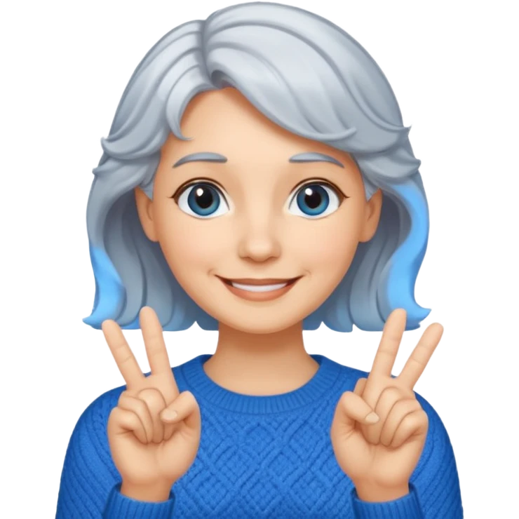 silver, short, wavy-haired, smiling pretty lady, index and middle fingers crossed emoji
