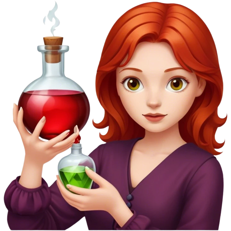 Redhead young woman holding red potion emoji