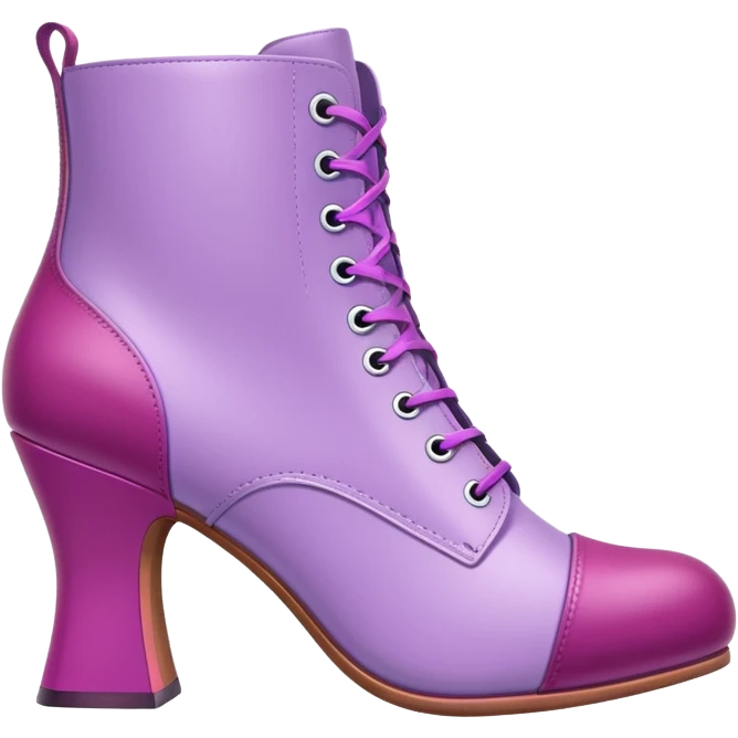 lilac colored boot with magenta heel and toe cover emoji