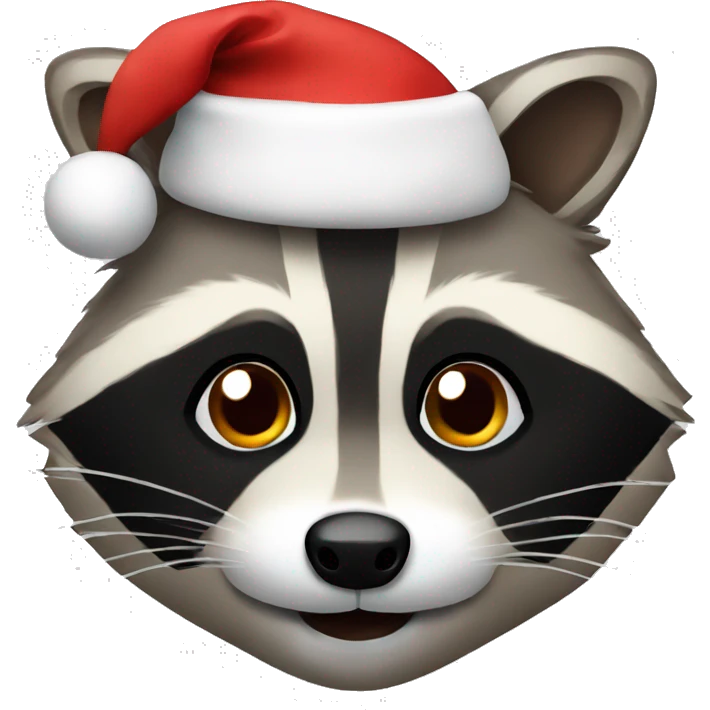 Raccoon face with Christmas hat emoji