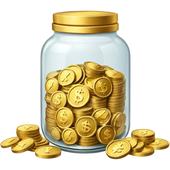 tip jar emoji style, simple with cash and coins emoji