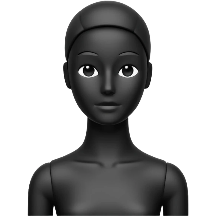 Minimalistic flat vector icon, iOS style, thin black contour on white background. Matte black mannequin in front of in 3D monochrome style. emoji