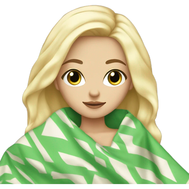 White girl  blonde hair with blanket and green eyes emoji