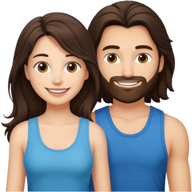 Brunette woman pegs long haired man emoji