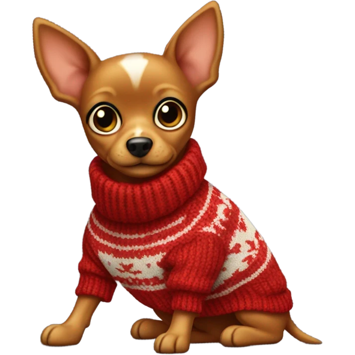 red toy terrier with a sweater  emoji