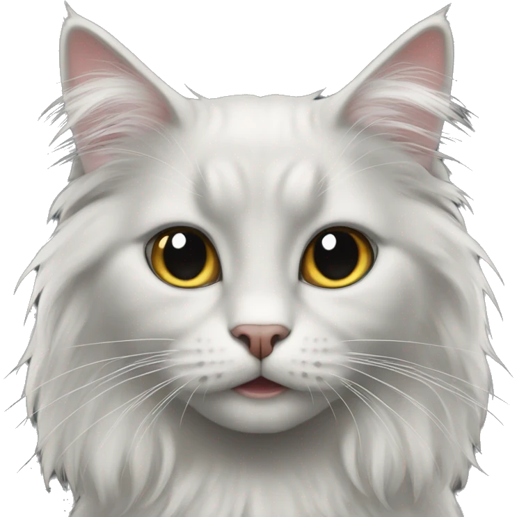black cat domestic long-haired with half white mouth emoji