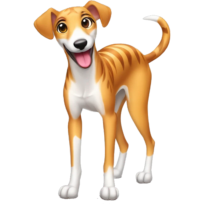 Fawn tiger greyhound with tongue out emoji