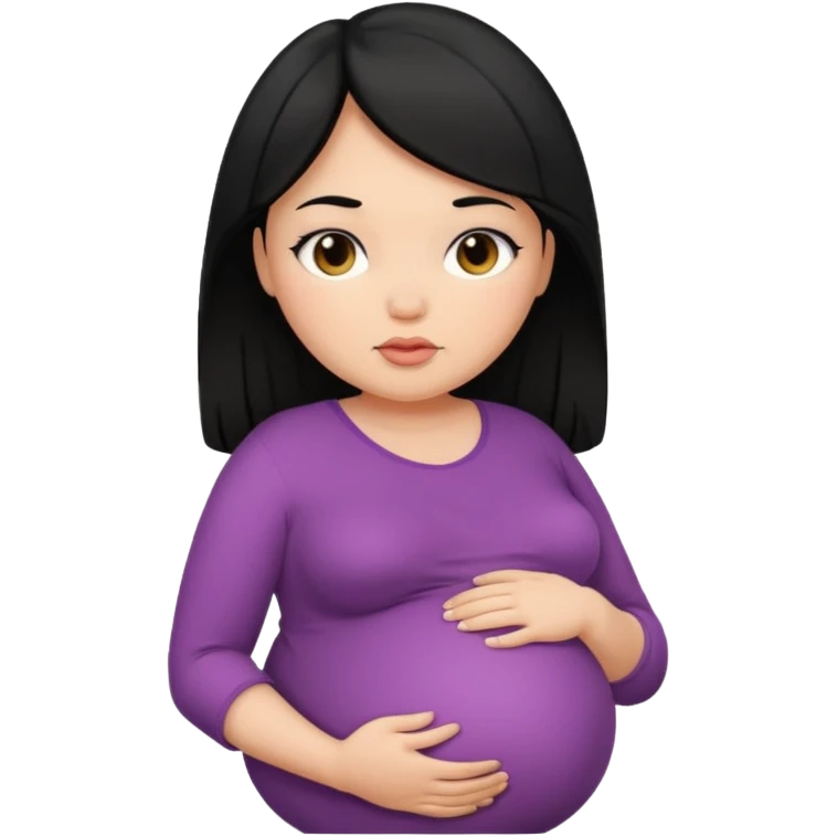 Fat pregnant girl with black hair and brunette skin and Black eyes emoji