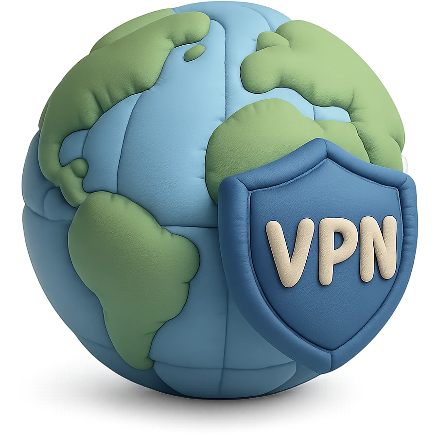 3D globe with VPN and digital security, playful 3D style emoji