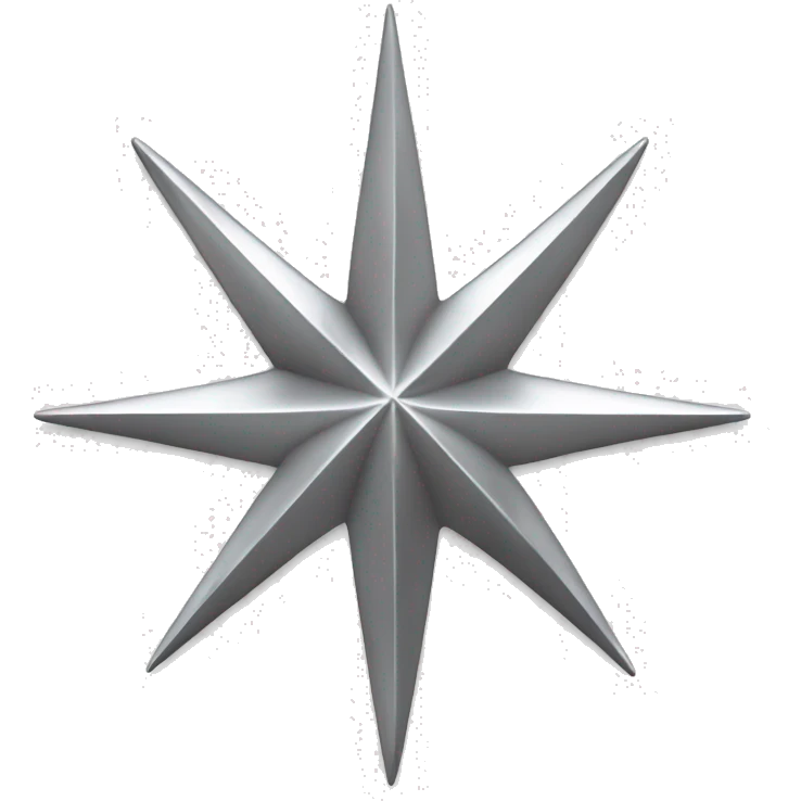 **Metal star 4-spike in ios emoj style, white background --v 6.0** - <@1004677901674881136> (fast) emoji