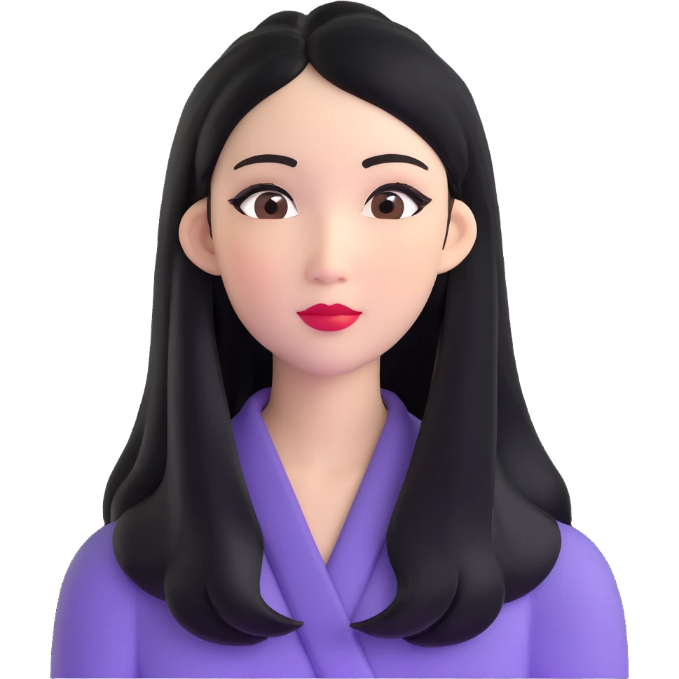baddie with Asian and Latina features, long straight black hair, makeup emoji