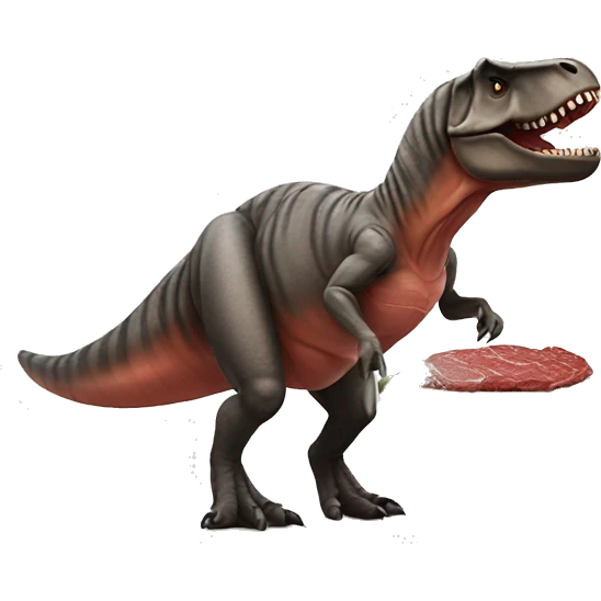 A trex eating a steak emoji