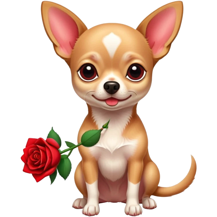 Chihuahua holding rose emoji