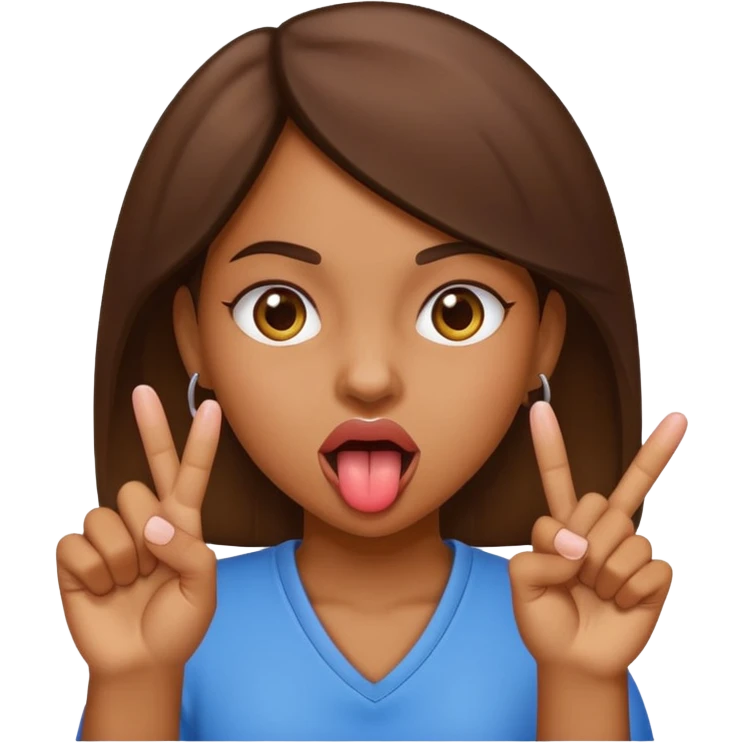 Brownskin Girl sticking out tongue holding up middle fingers  emoji