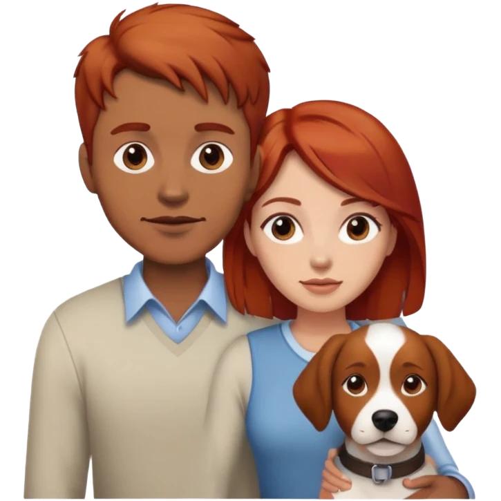 Reds hair man and brown hair woman with a dog emoji