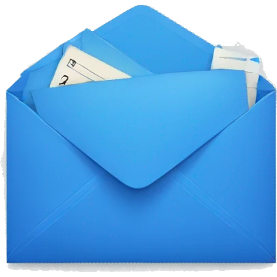 blue envelope unface with simple clock face in the left corner emoji