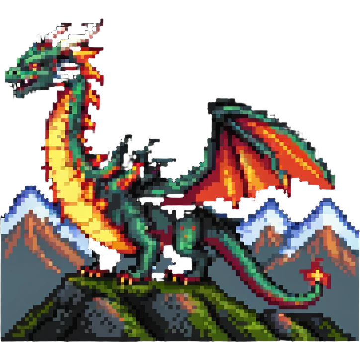 dragon flying over mountains breathing fire emoji
