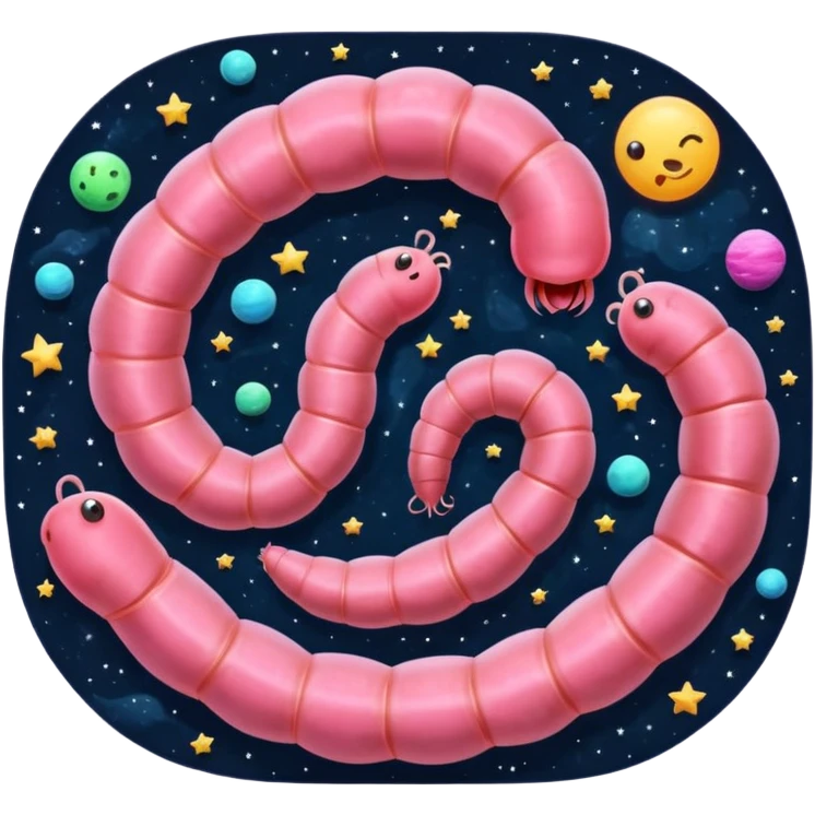 Worms eating starts in space emoji