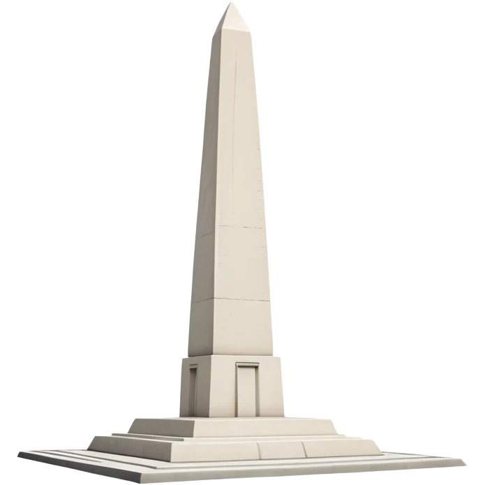 The Obelisk of Buenos Aires, a simple tall white stone monument with a pointed top, no staircase or base at the bottom, standing directly on flat ground, iconic Argentine landmark emoji