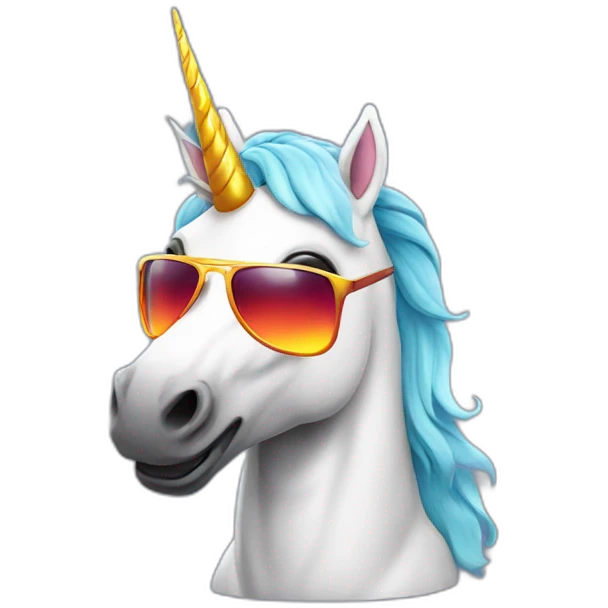 Unicorn with sunglasses and fire emoji