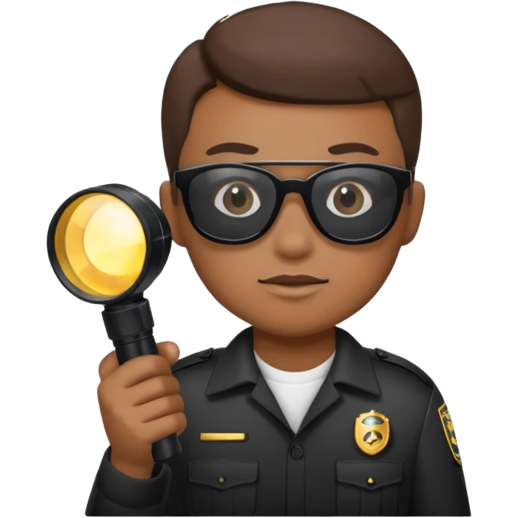 school security, sun glasses, holding flashlight emoji