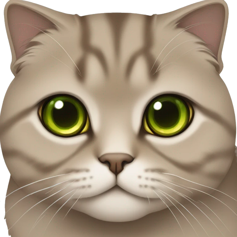 Brown scottish fold cat with green eyes  emoji