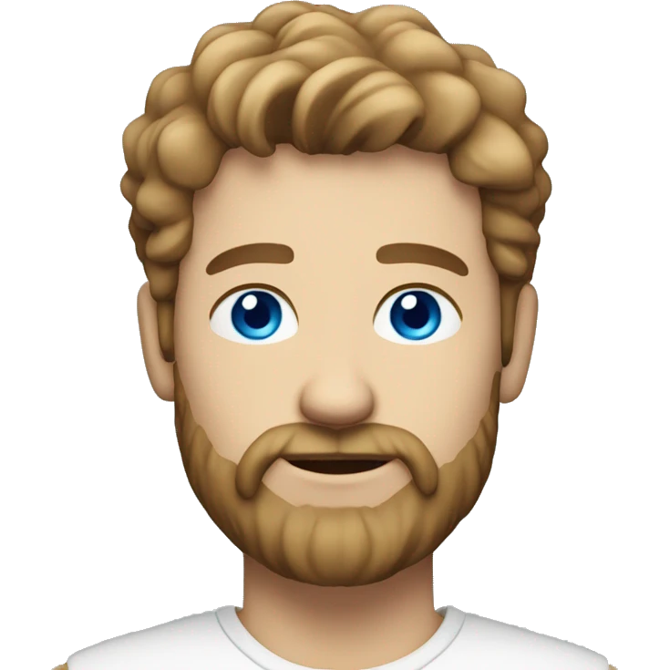 handsome white man with blue eyes, beard, fluffy light brown hair emoji