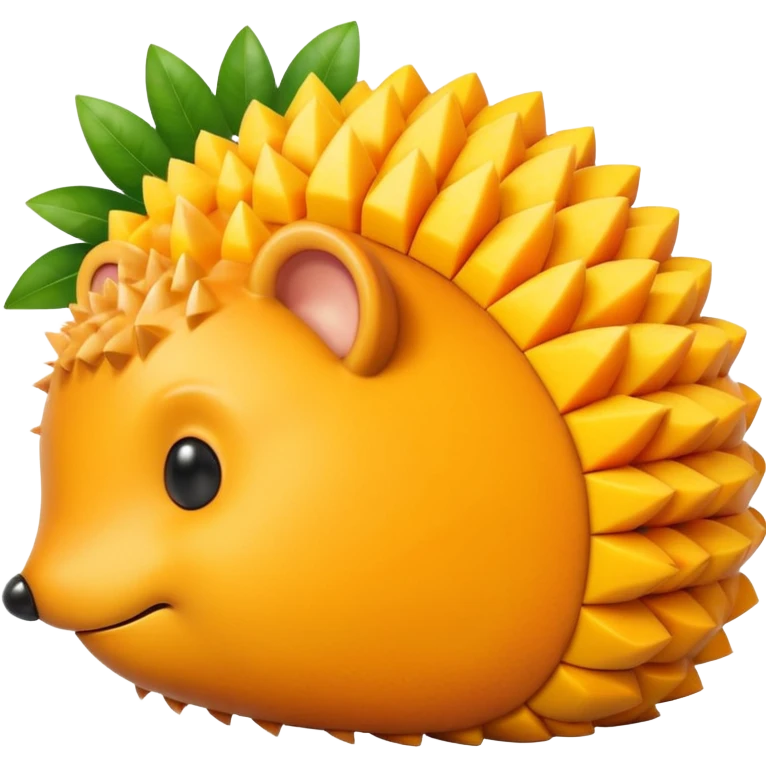 Minimal realistic mango emoji, one half whole and one half sliced into cubes in a hedgehog pattern, no face, no eyes, isolated, soft shadows, vector icon style, clean background, high quality, PNG icon look emoji